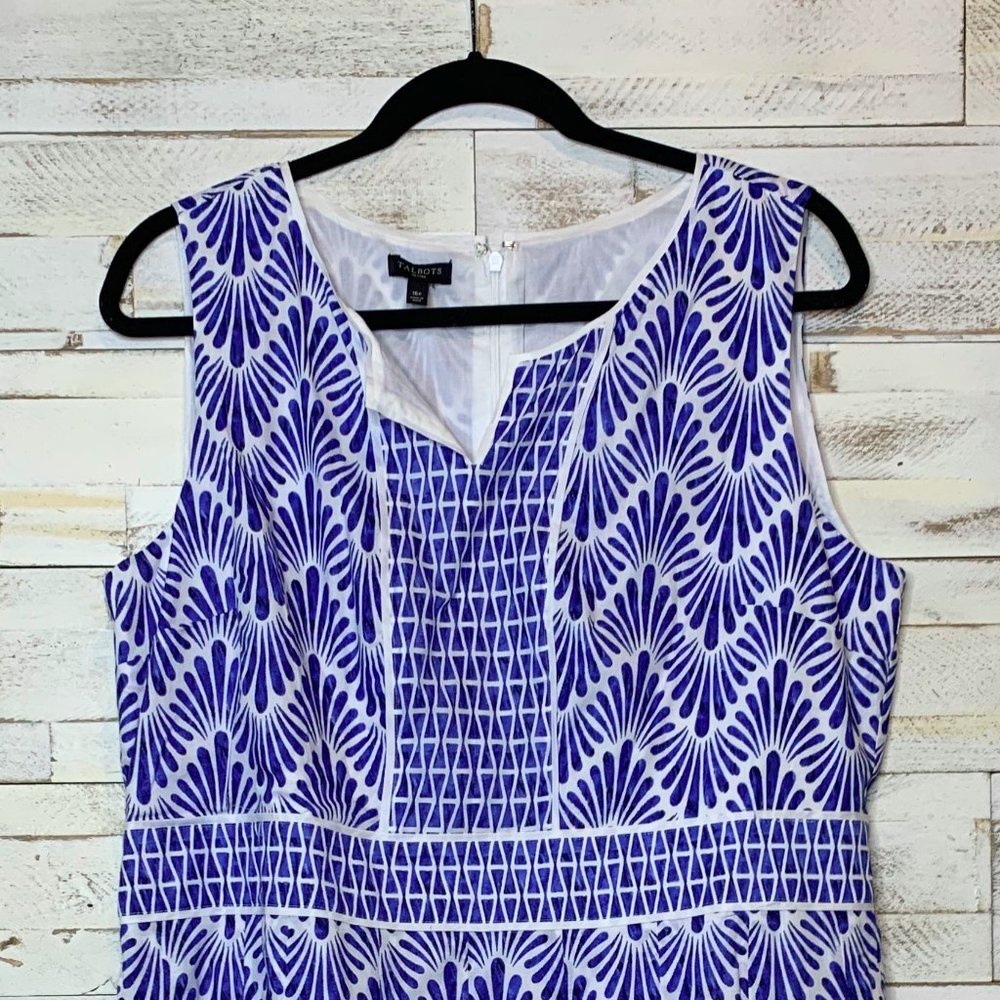 Talbots Blue & White Dress 16Petite NEW w/o Tags